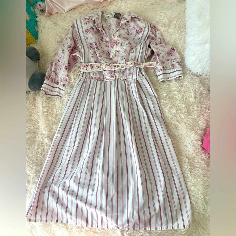 Floral Striped Vintage Dress